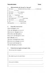 English Worksheet: have / has got + verb to be present