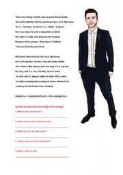 English Worksheet: Simple present tense - reading passage