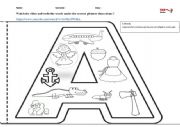 English Worksheet: Letter A worksheet with video