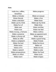 English Worksheet: Make vs. Do
