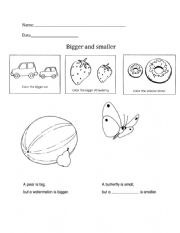 English Worksheet: Bigger Smaller