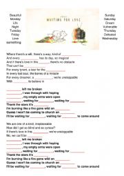 English Worksheet: Waiting for love fill in the gaps