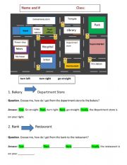 English Worksheet: Map Directions Activity