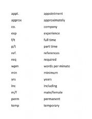 English Worksheet: Job abbreviations for job adverts