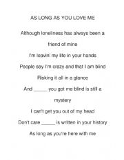 English Worksheet: As long as you love me Wh questions