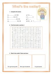 English Worksheet: ILLNESSES