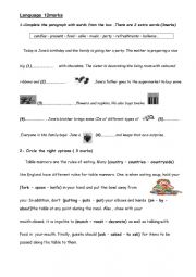 English Worksheet:   MID TERM TEST FOR 8TH FORM
