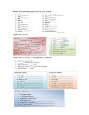 English Worksheet: Personal pronoums and verb to be 