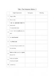 English Worksheet: the simpsons movie worksheet 1