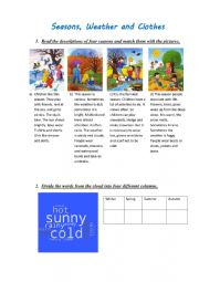 English Worksheet: Seasons, weather and clothes