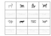 Trace animals words (Montessori type letter)