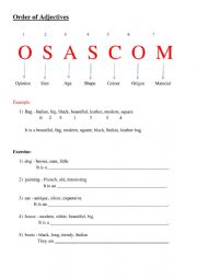 English Worksheet: Order of Adjectives