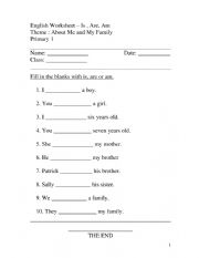 English Worksheet: Verb To Be
