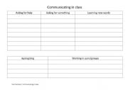 English Worksheet: Communicating in the classroom