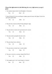 English Worksheet: True or False- Queen Elizabeth II