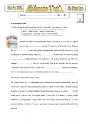 English Worksheet: Mid-Semester 2 test N 2 9th form Tunisia