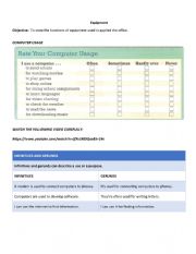English Worksheet: Uses of Office Equipment and Stationery