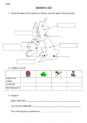 English Worksheet: Geography. The UK
