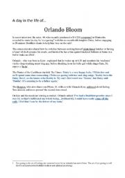 English Worksheet: A day in the life of Orlando Bloom