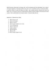 English Worksheet: Reading comprehension