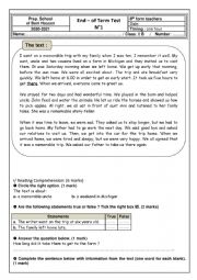 English Worksheet: end of term test n 1 8th form