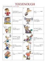 English Worksheet: Too-enough