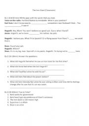 English Worksheet: The Iron Giant movie worksheet