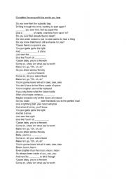 English Worksheet: Katy Perry son Fireworks 