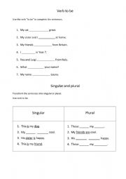 English Worksheet: Verb to be into sentence