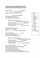 English Worksheet: My heart will go on 