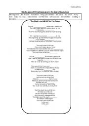 English Worksheet: Too much love will kill you - Queen