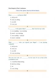 English Worksheet: Past simple or Past continious