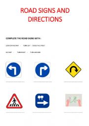 Road signs worksheets