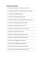 English Worksheet: supposed to