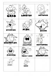 English Worksheet: flashcards Sea Animals
