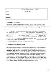 English Worksheet: mid of term test number 2 / 7 th form