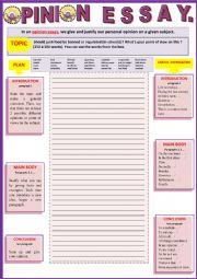 English Worksheet: Opinion essay - Should junk food be regulated or banned in schools? - Guided writing.