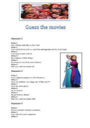 English Worksheet: Guess the movie characters (Riddles)