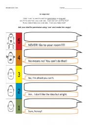 English Worksheet: Angry Dad - Modal Verb (Can)