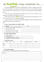 English Worksheet: Reading Comprehension 