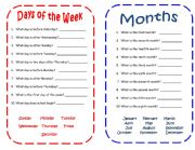 English Worksheet: days and months activities