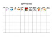 English Worksheet: Scattergories Game 10 Categories