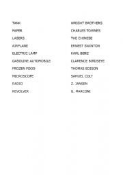 English Worksheet: inventions