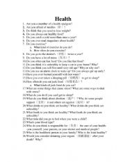 English Worksheet: talking about health