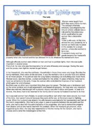 English Worksheet: Women�s role in the Middle Ages