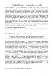 English Worksheet: Slumbdog Millionaire Worksheet