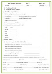 TEST ON GRAMMAR AND VOCABULARY