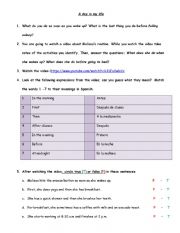 English Worksheet: A day in my life