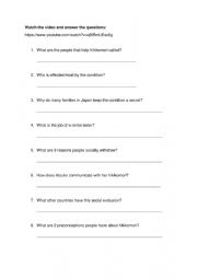 English Worksheet: Hikikomori