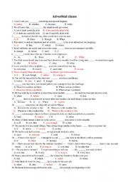 English Worksheet: Adverbial clause